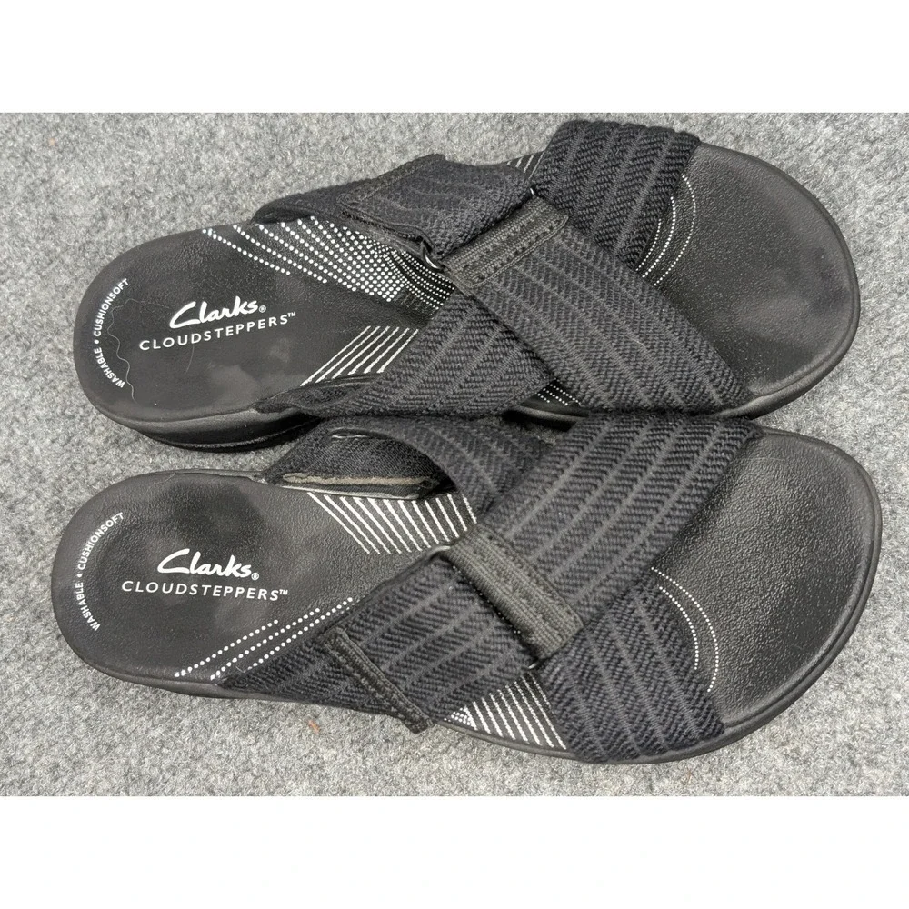 Women's Clarks, Arla Wave Adjustable Sandal 76960 Black‎ Size 7M Cloudstepper